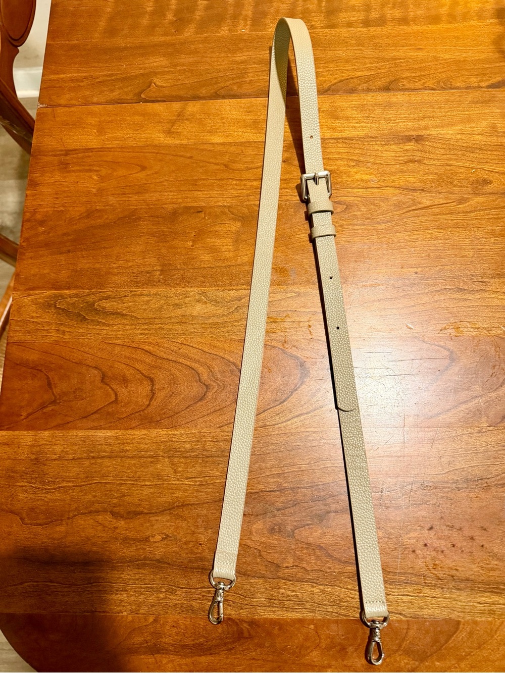 Adjustable Taupe Leather Bandolier Strap with Silver Hardware